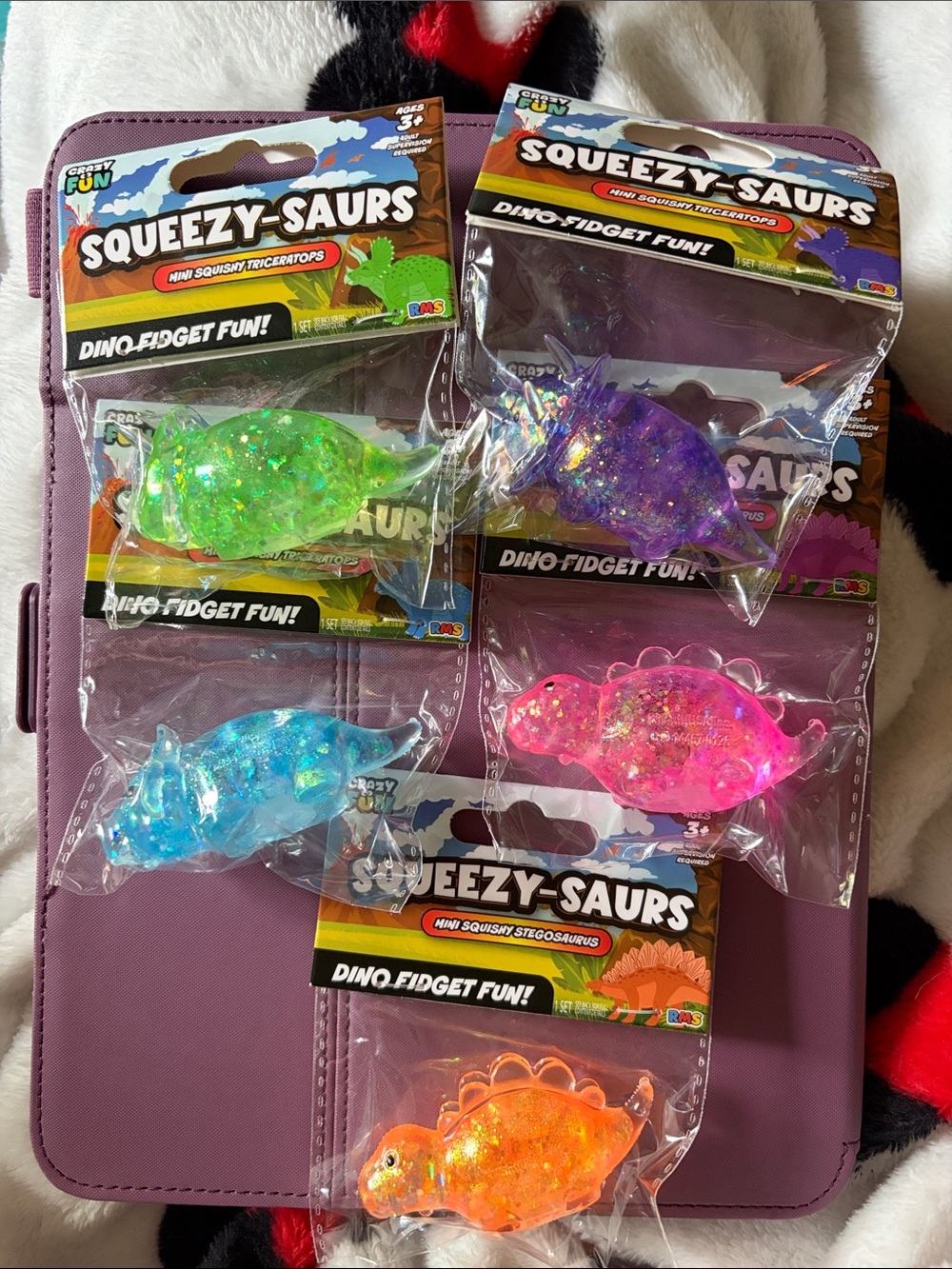 RMS Squeezy-Saurs Glitter Dino Fidget Toys - Multicolor Set